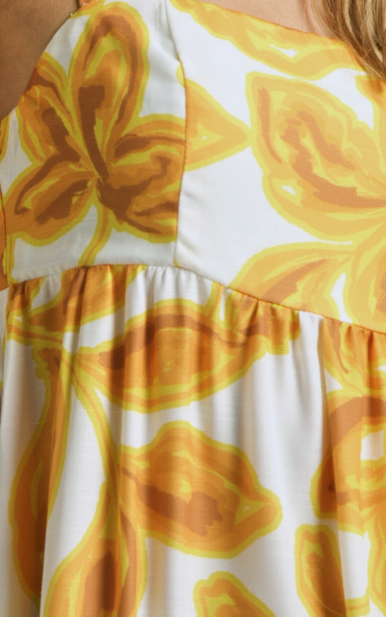 Aleka Maxi Dress - Tie Up Wide Strap Tiered Dress in Sunshine Floral