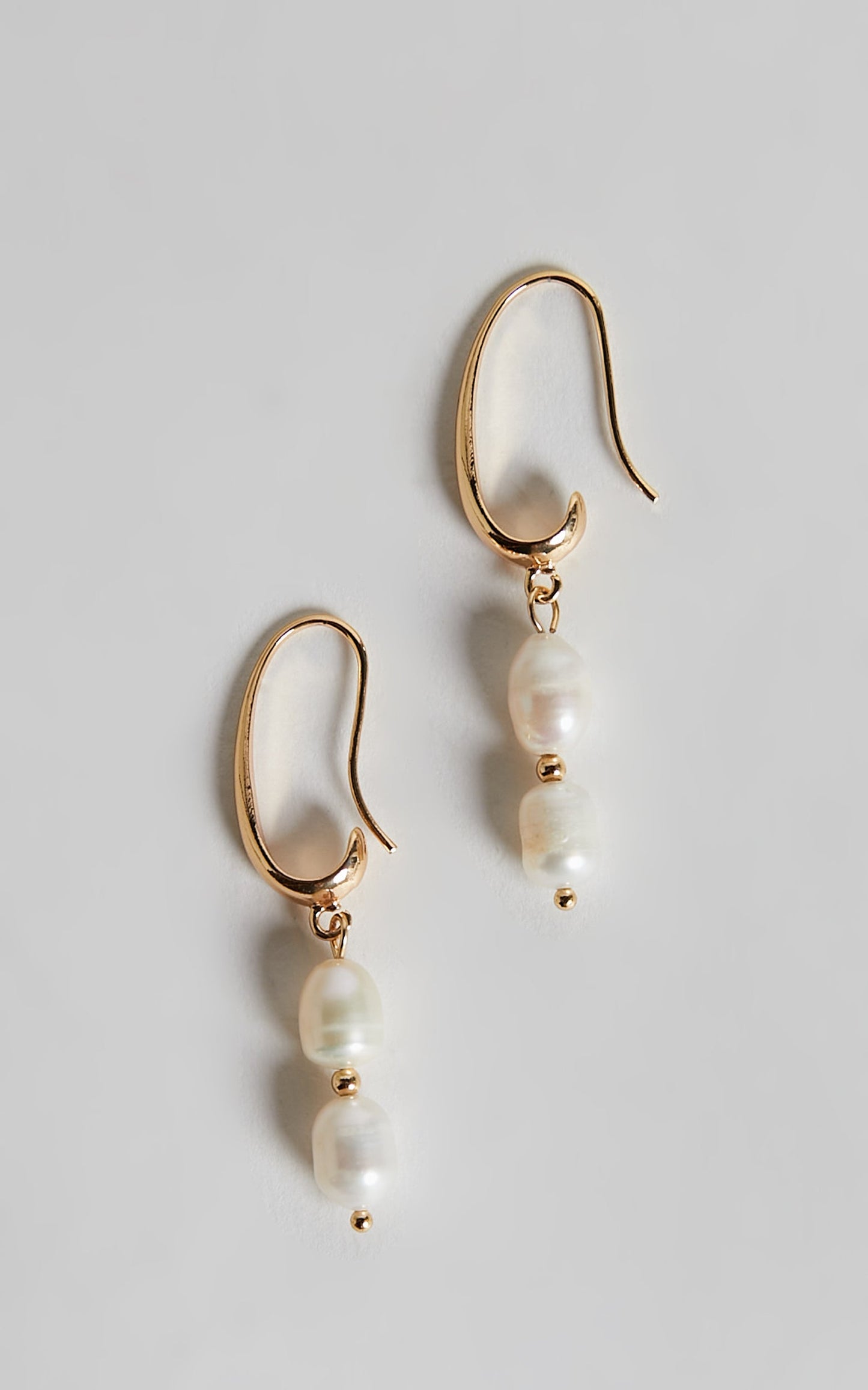 Hillary Earrings - Layered Pearl Hook Earrings in Gold