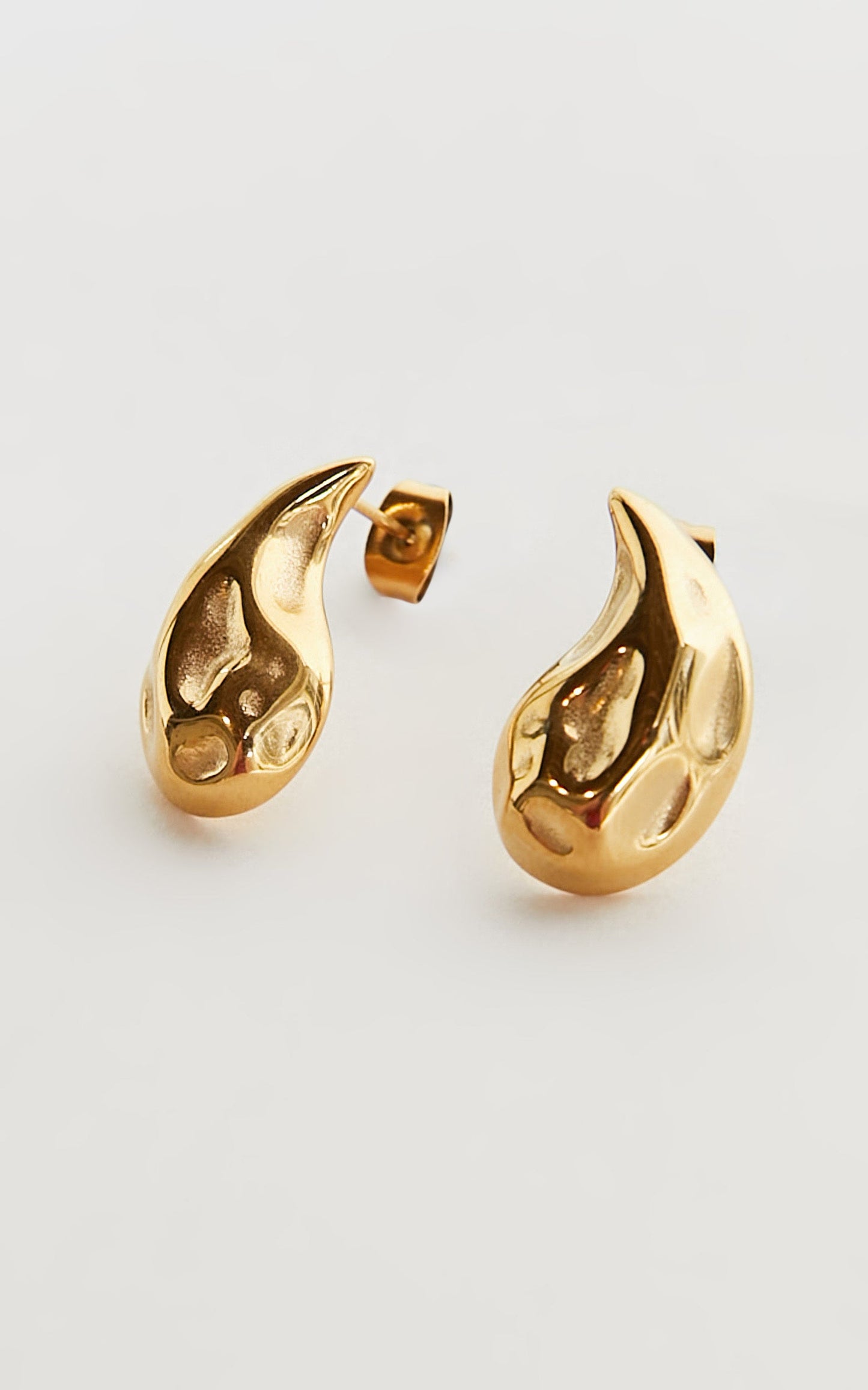 Isabelle Earrings - Chunky Teardrop Stud Earrings in Gold