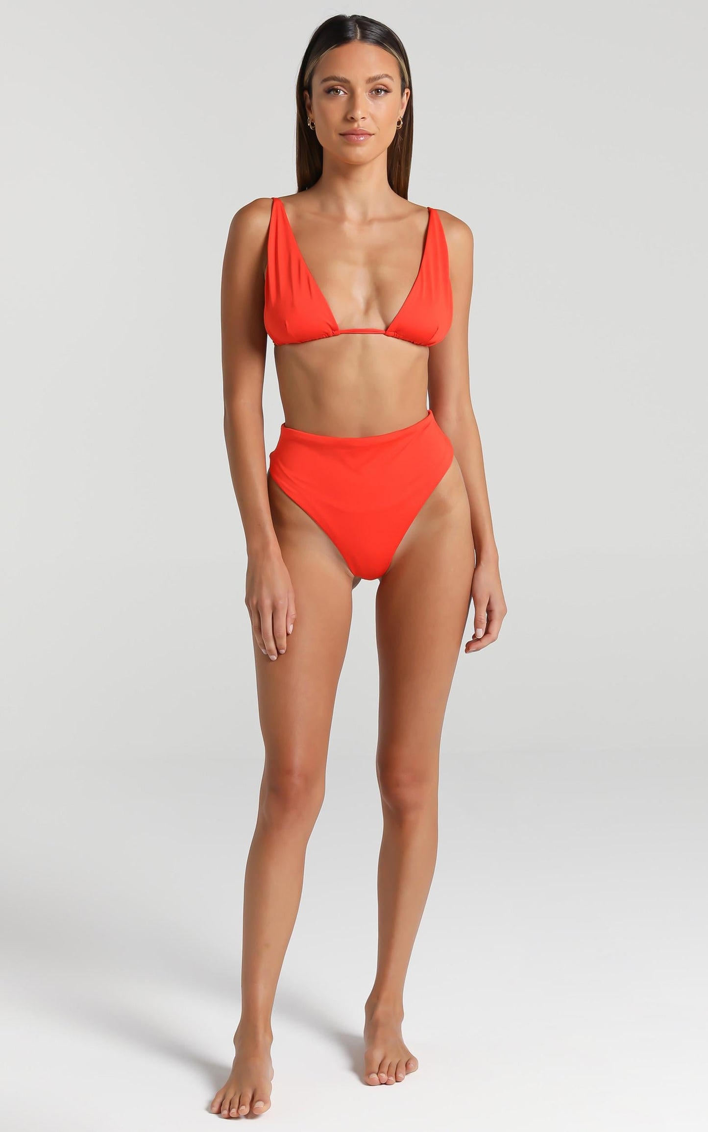 We Are We Wear - Eco Lennie High Apex Triangle Bikini Top in Orange