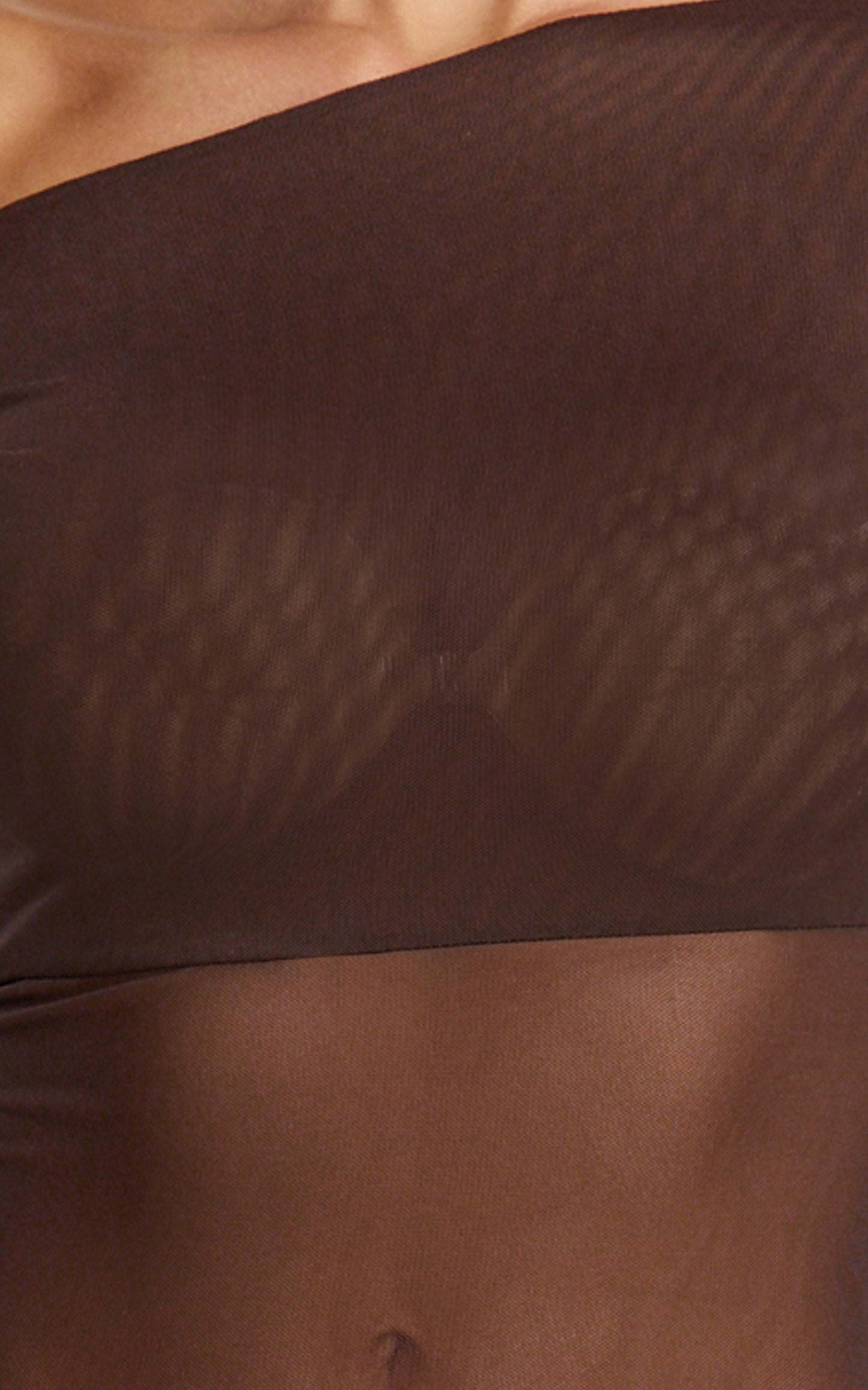 Ivy Mini Dress - Tip Shoulder Asymmetric Ruched Yoke Dress in Chocolate
