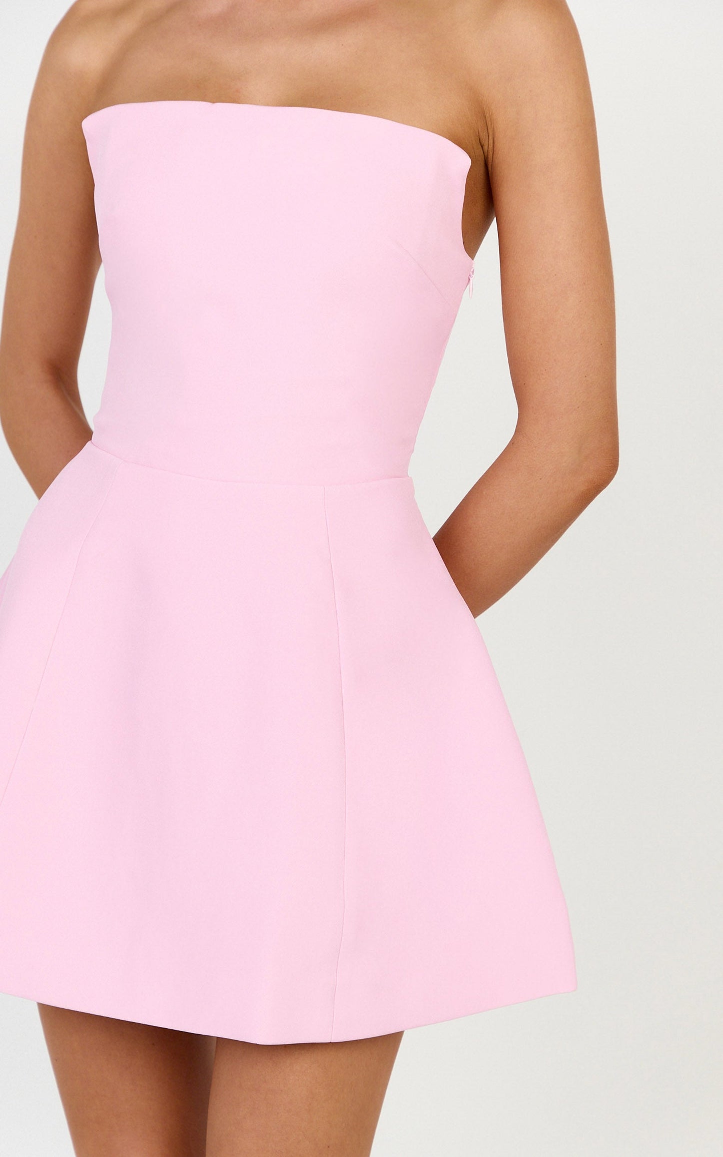 Dani Mini Dress - Strapless Square Neck Tulip Skirt Dress in Pink