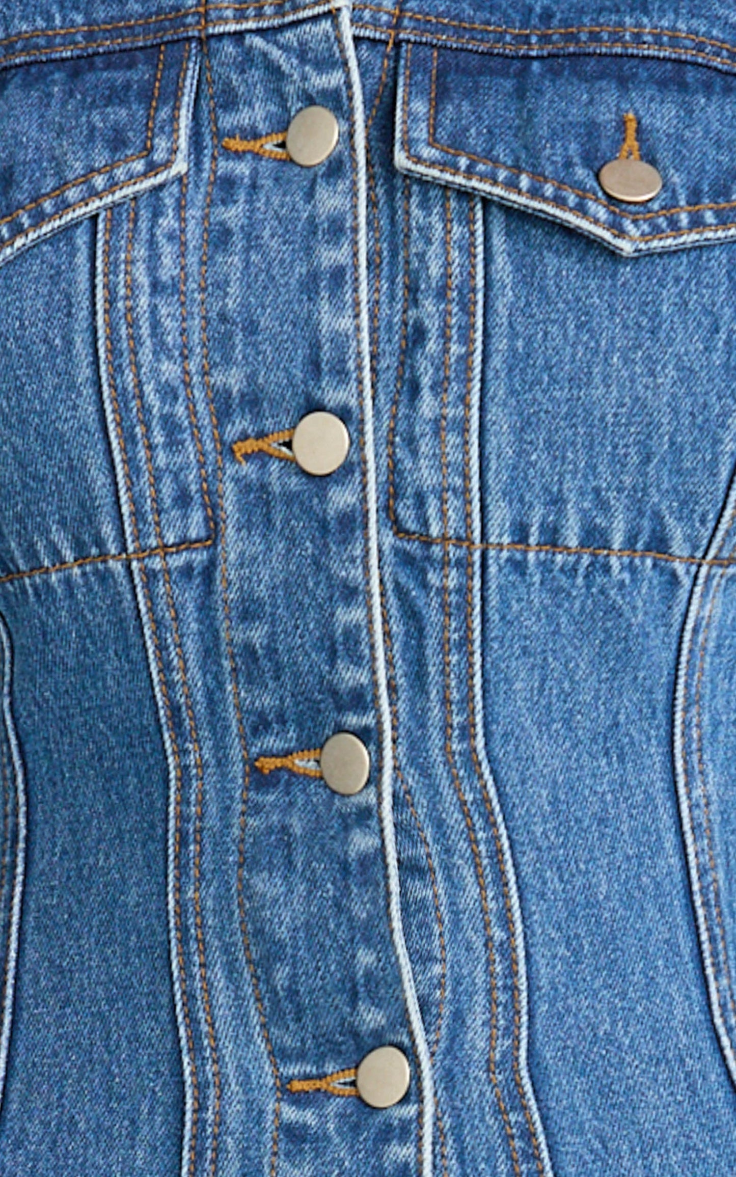 Tianna Jacket - Long Sleeve Contoured Recycled Denim Jacket in Mid Blue Wash