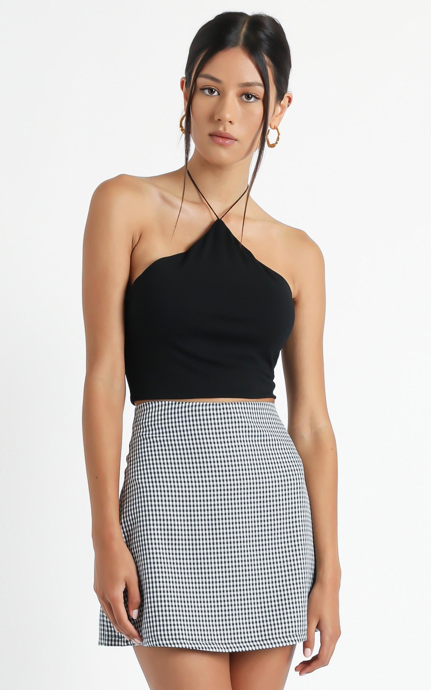 Replaying Conversations Skirt in Black Check