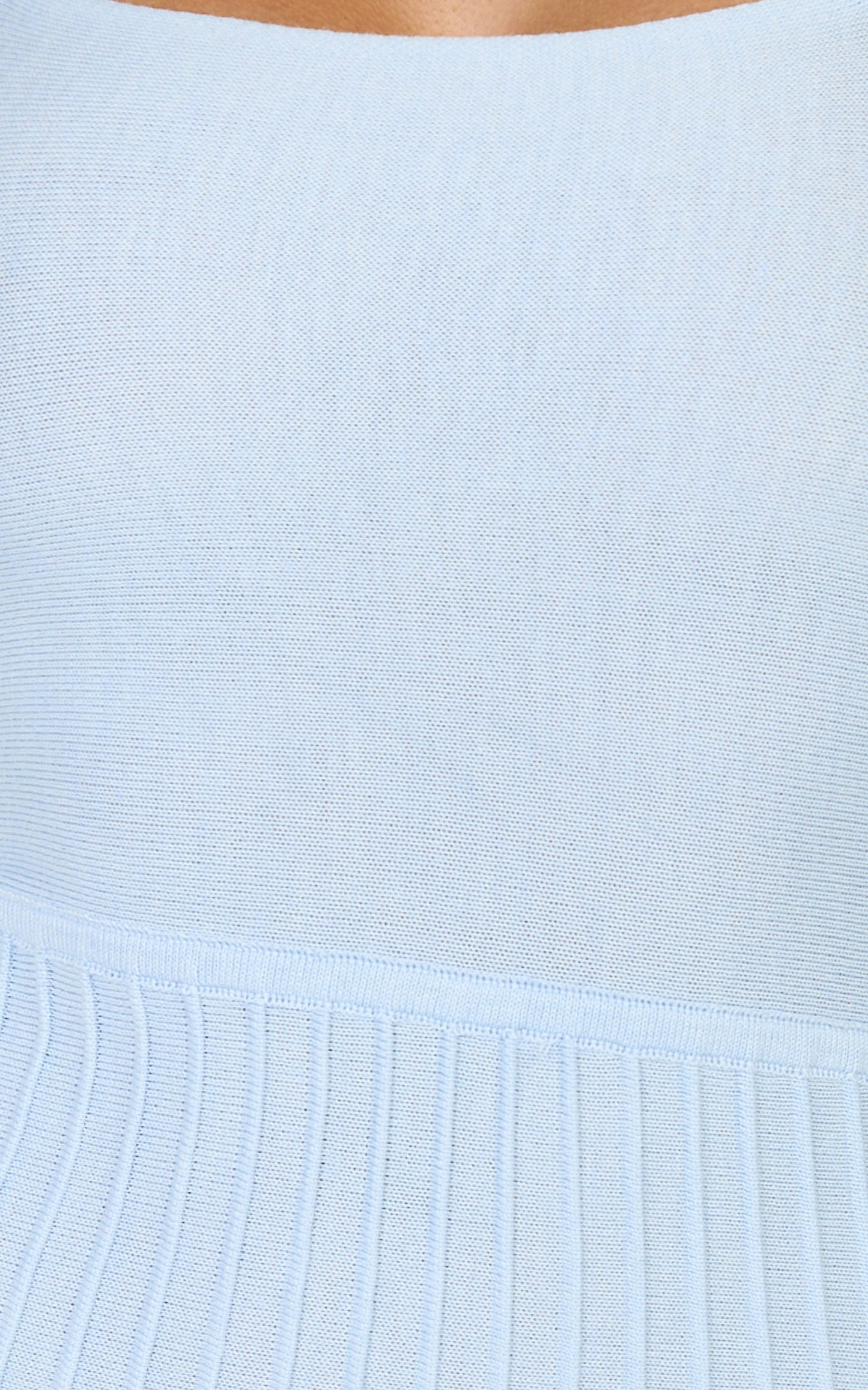 Candace Midi Dress - Halter Neck Ribbed Knit Dress in Baby Blue