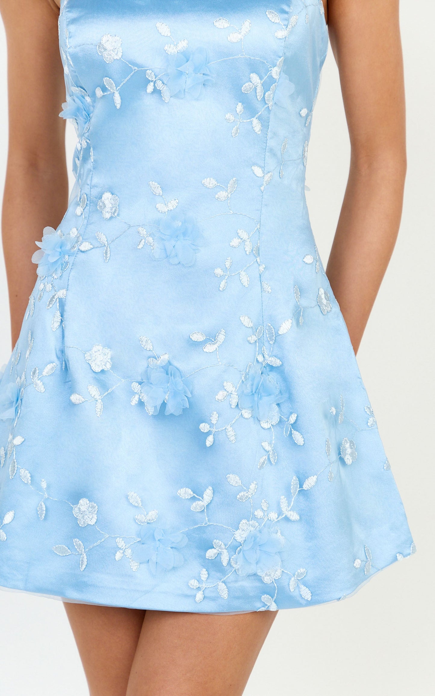 Vienna Mini Dress - Sleeveless Embellished Tulip Skirt Dress in Blue