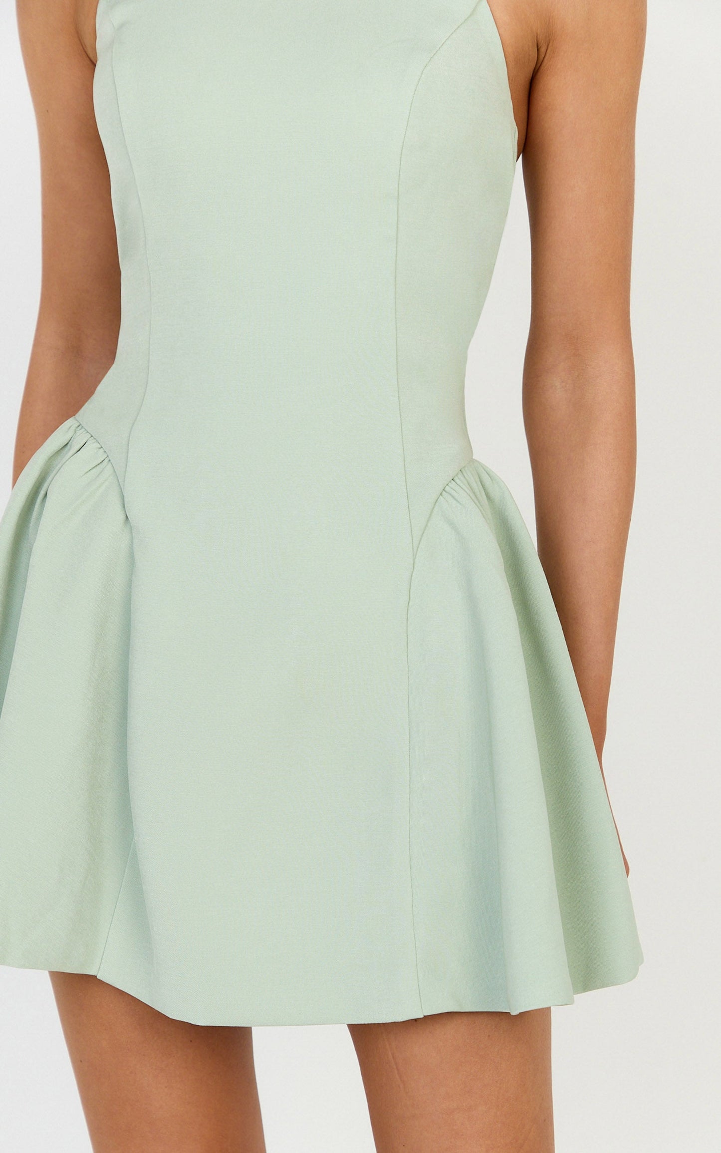 Violet Mini Dress - Halterneck A Line Dress in Sage