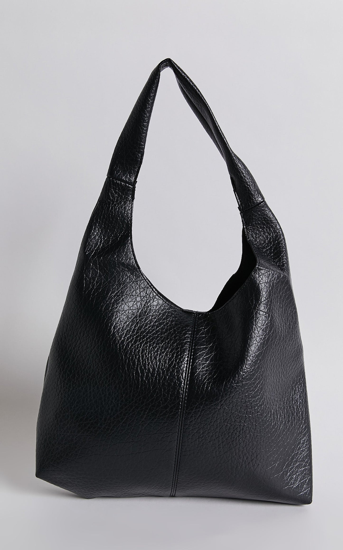 Jarose Pebble PU Slouch Tote Bag in Black