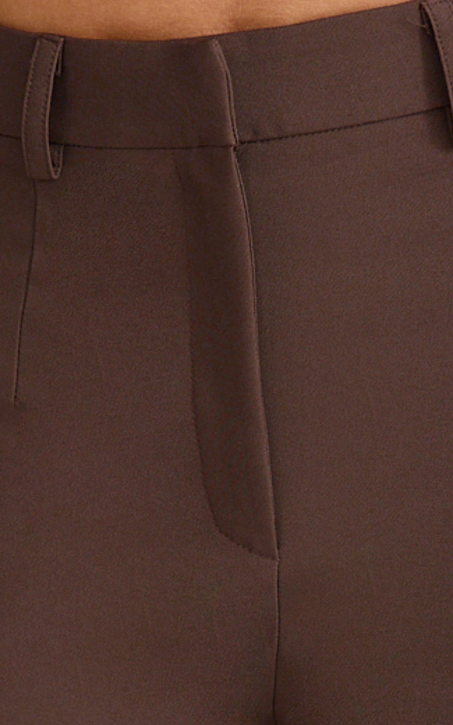 Sally Pants - Mid Waisted Straight Leg Tailored Pants in Chocolate