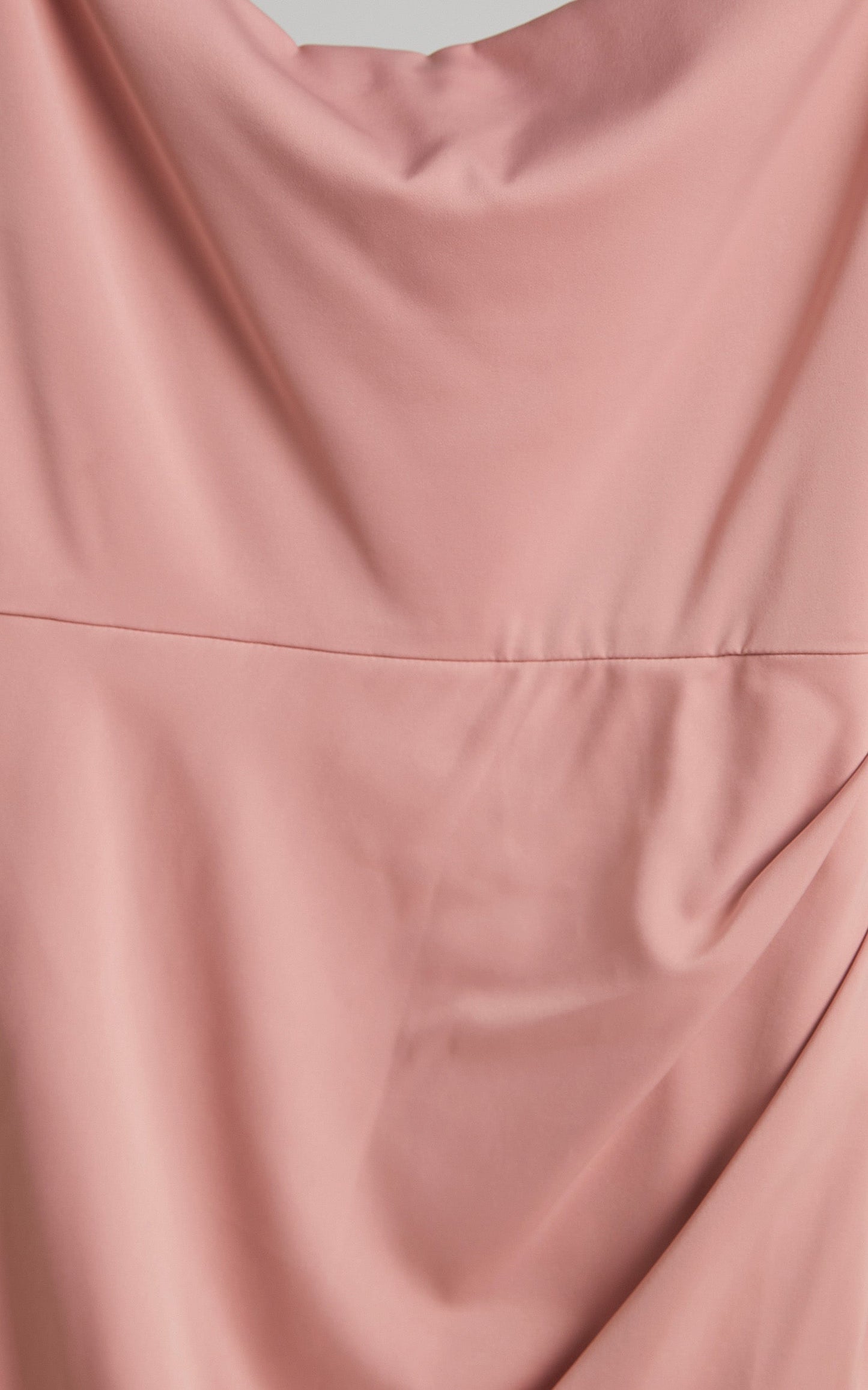 Dazzling Lights Midi Dress - Cowl Neck Draped Dress in Peach Satin