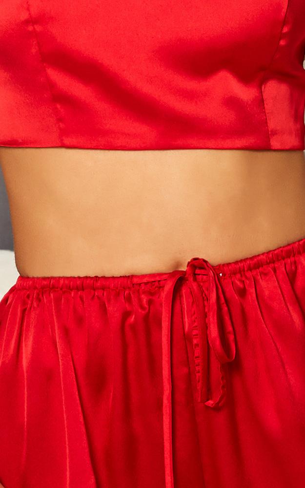 Early Nights Two Piece Set In Red Satin