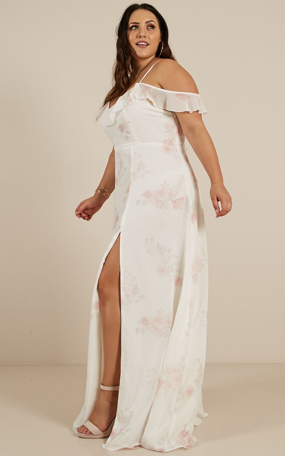 Sway Away Maxi Dress In White Floral