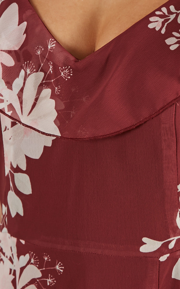 Sway Away Maxi Dress In Wine Floral