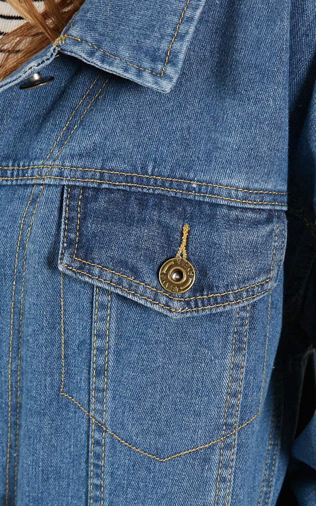 Billy Jean Jacket In Mid Wash Denim