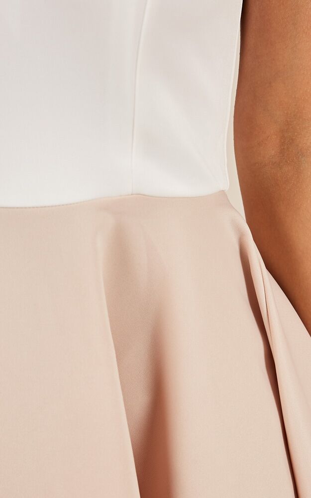 Meet Me Dress In White And Mocha