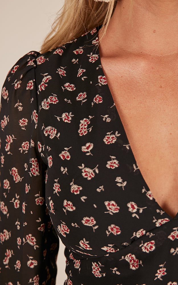 How Deep Is Your Love Dress In Black Floral