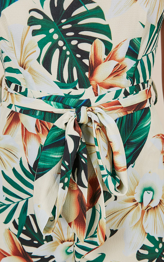 Taking Over Jumpsuit In White Print