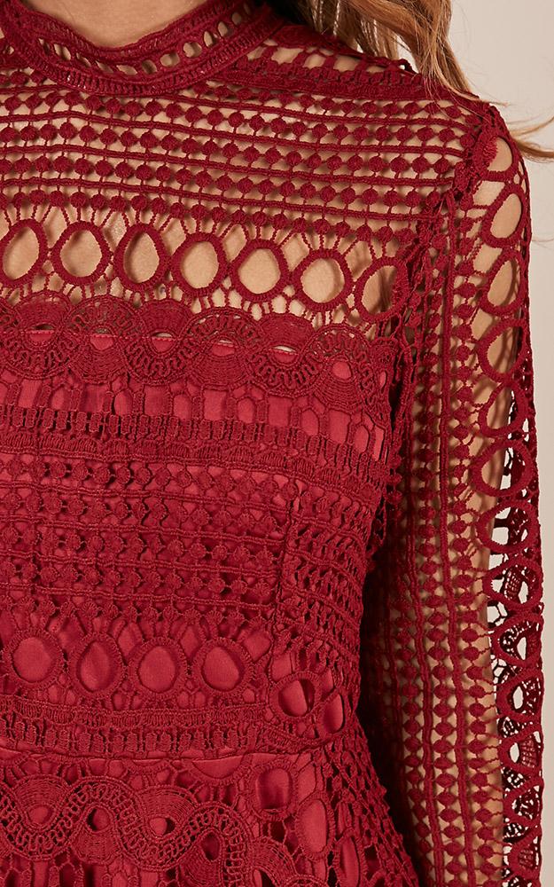 Made With Love Dress In Wine Crochet