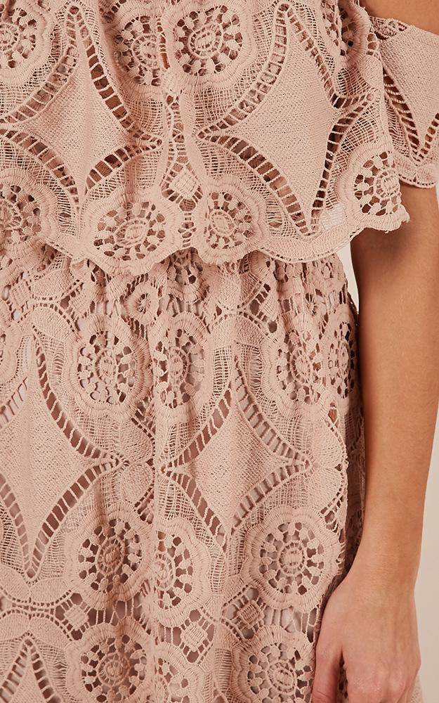 Get Ready Dress In Beige Lace