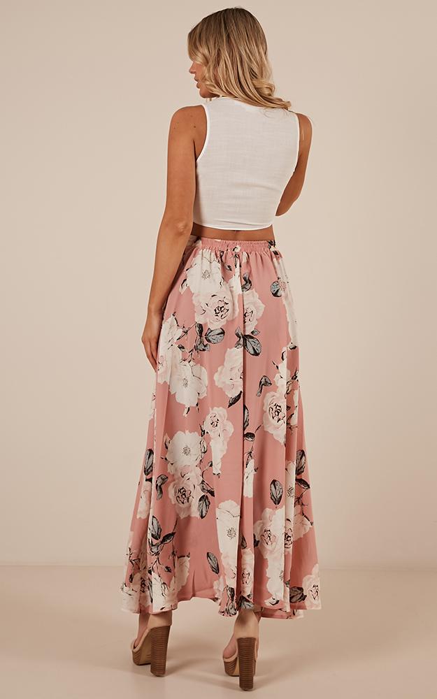 Flying On Neverland Maxi Skirt In Dusty Pink Floral
