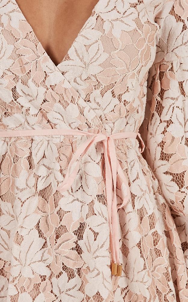 Autumn Leaves Dress In Beige Lace