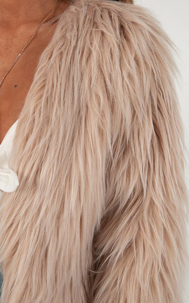 Empire State Faux Fur Jacket In Beige