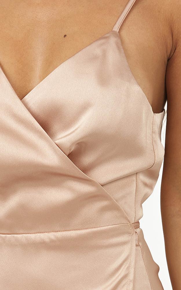 All Things Nice Dress In Mocha Satin