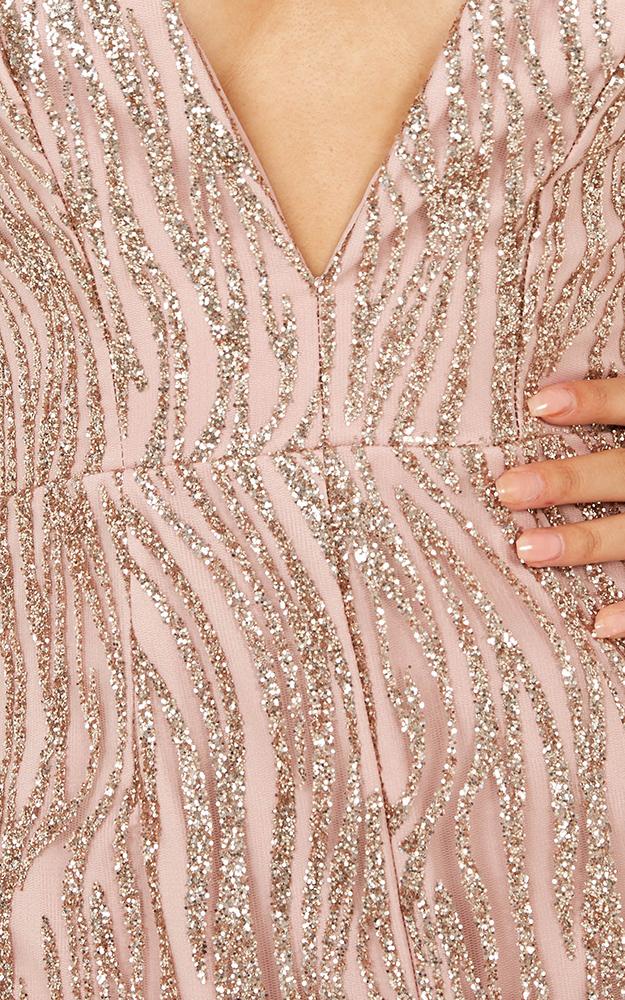 Fever Night Dress In Rose Gold Sparkle