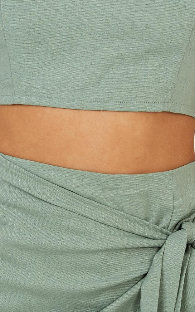 Royal Power Two Piece Set In Sage Linen Look