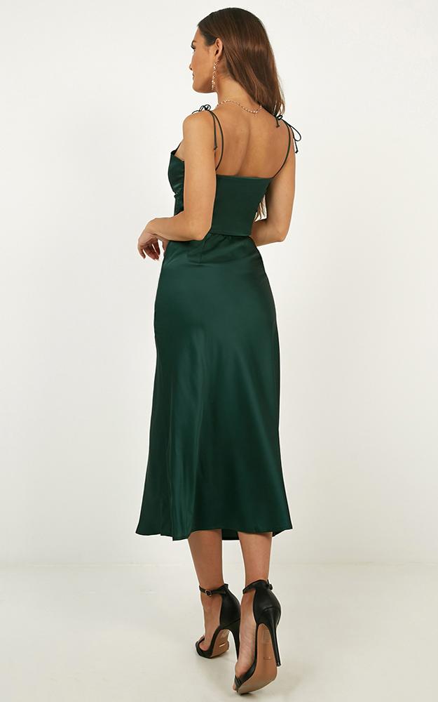 Why Do You Two Piece Set In Emerald Satin