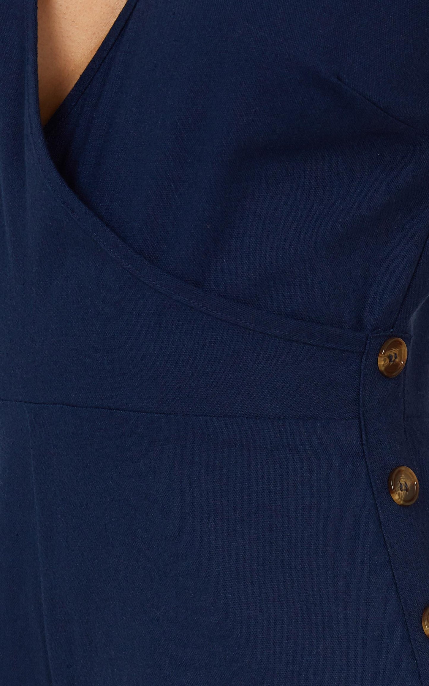 Clear As Crystal Jumpsuit In Navy Linen Look