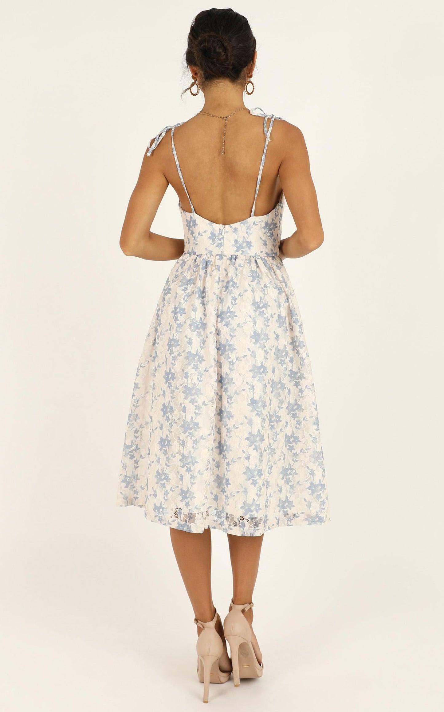 Lace Get It On Dress In White Blue Lace