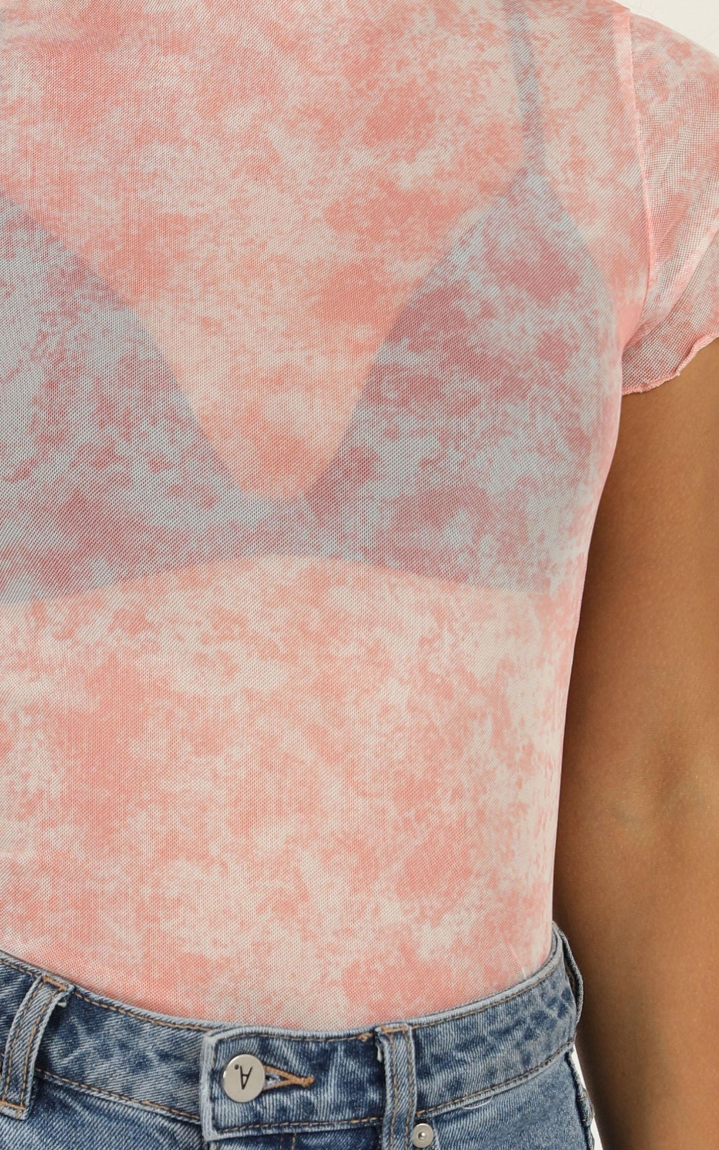 Galactic Disco Top in Coral Tie Dye