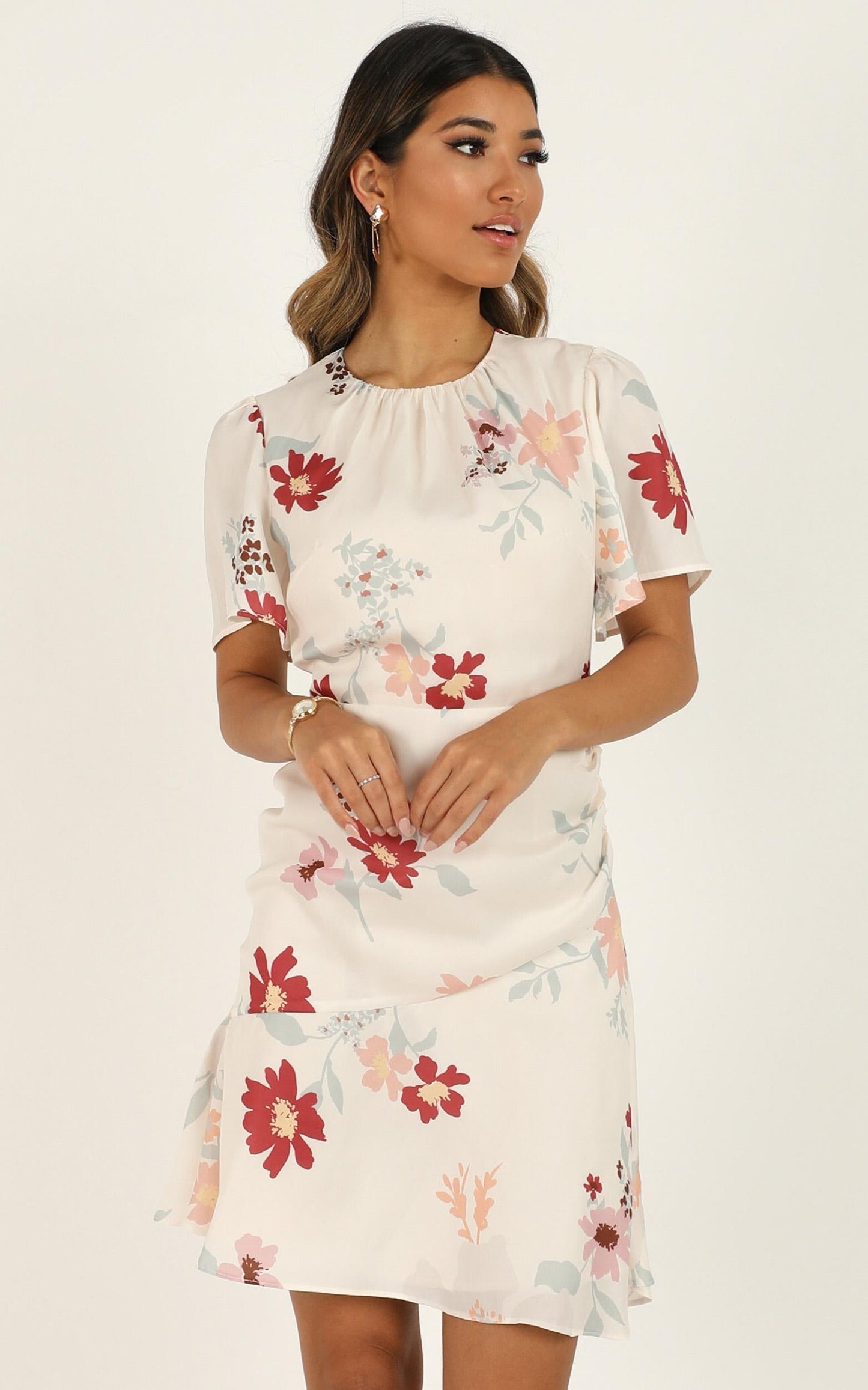 Elevated Ideas Dress In Cream Floral