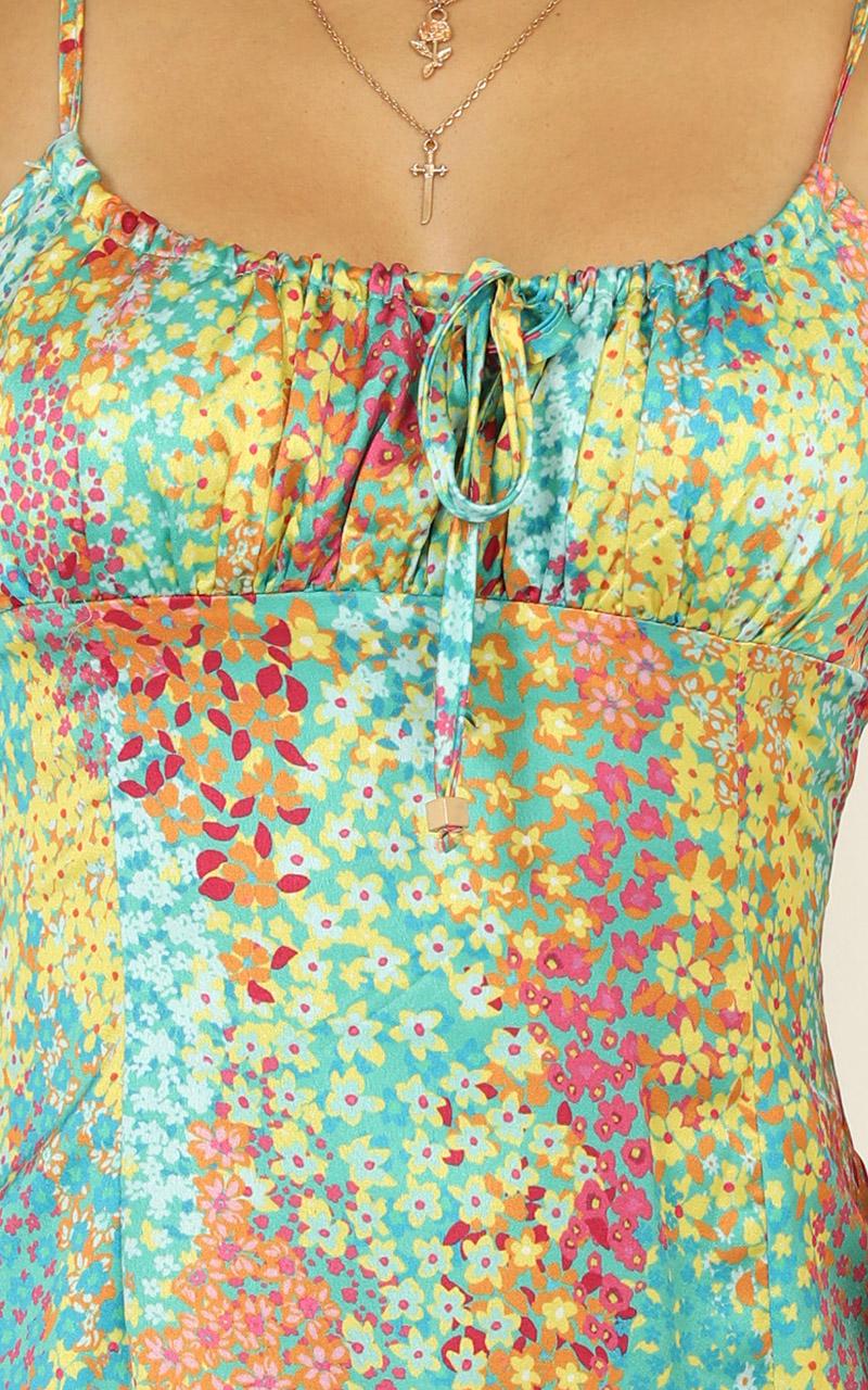 Not your Gal Midi Dress in Multi Floral Satin