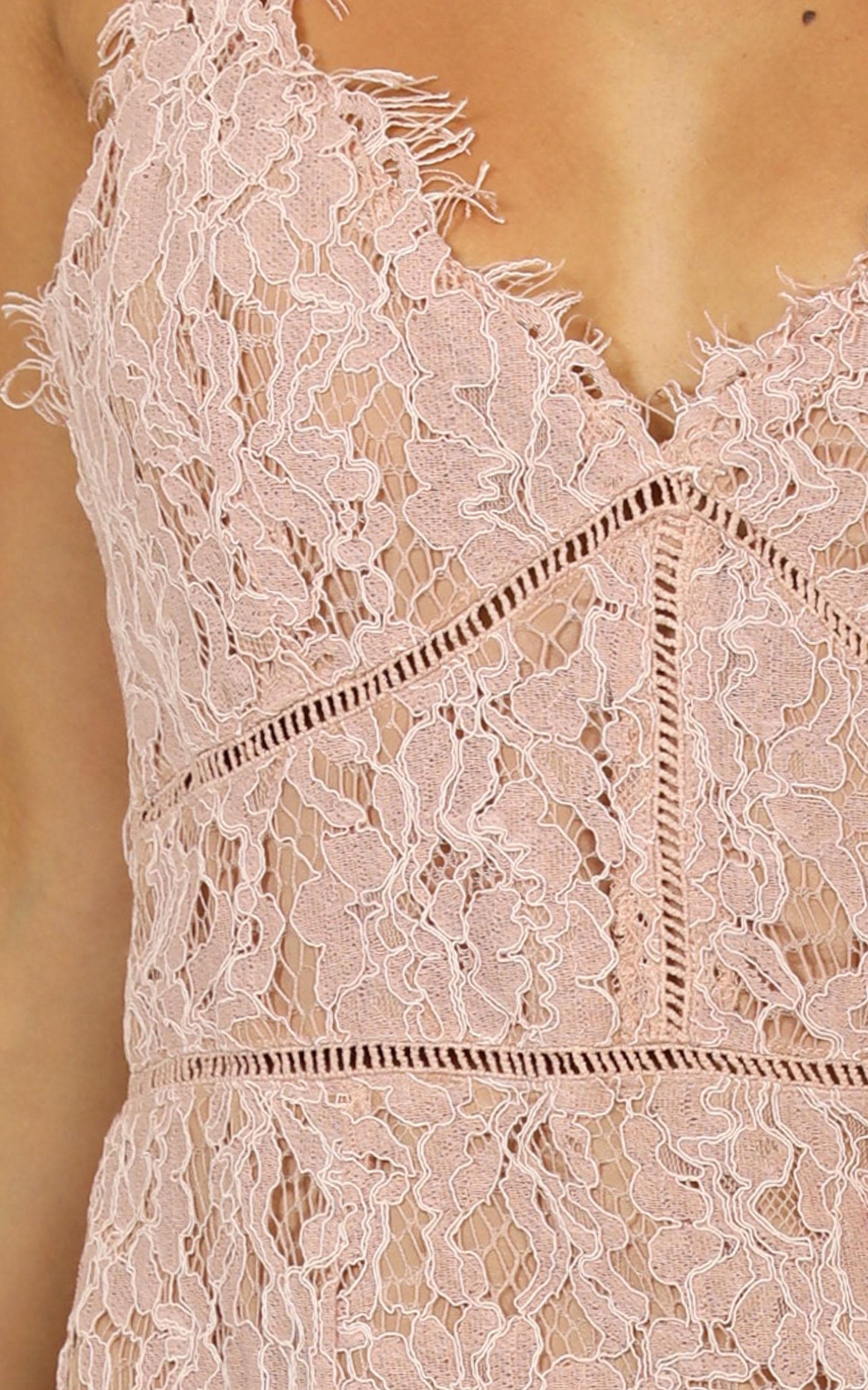 Looking Me Over Dress In Dusty Pink Lace