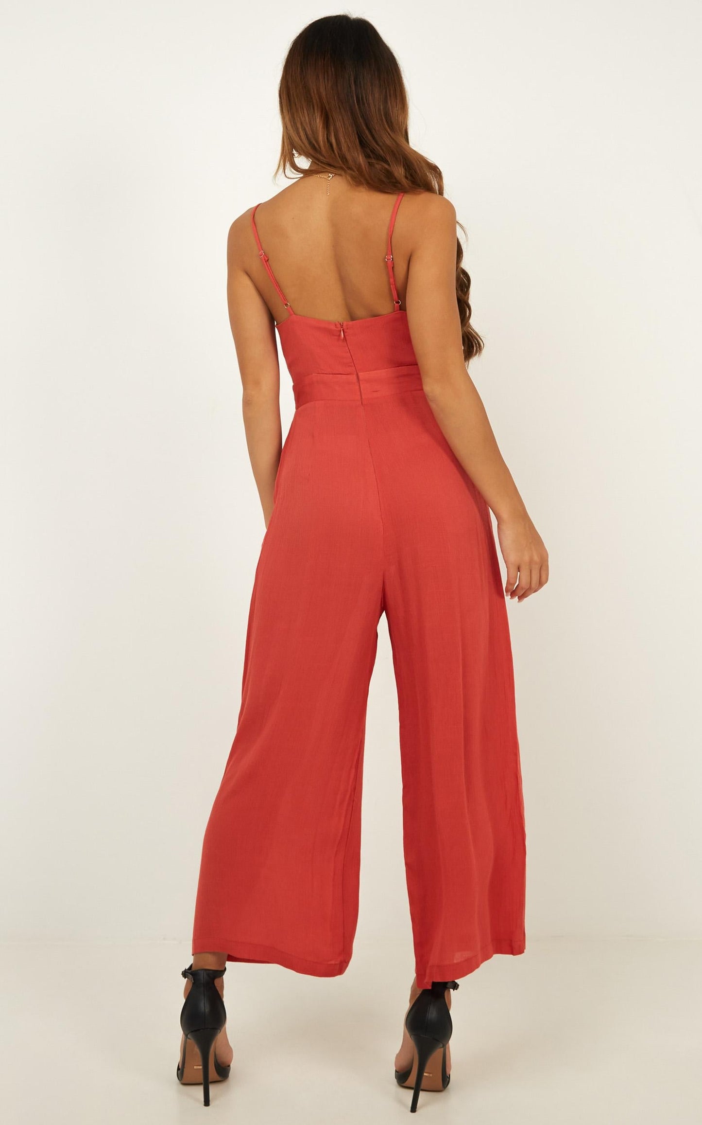 Renewed Jumpsuit in Rust Linen Look