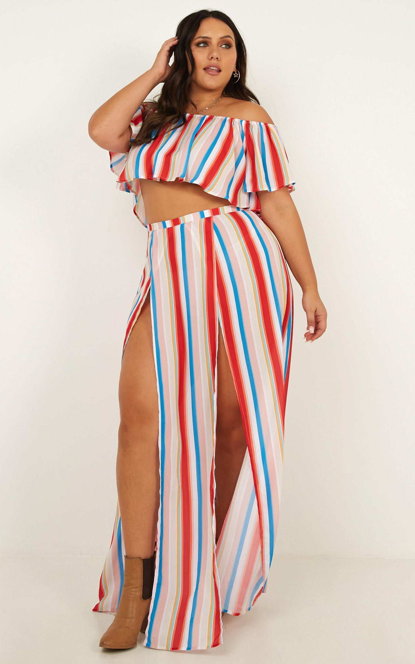 Sound Of Sunset Two Piece Set In Rainbow Stripe