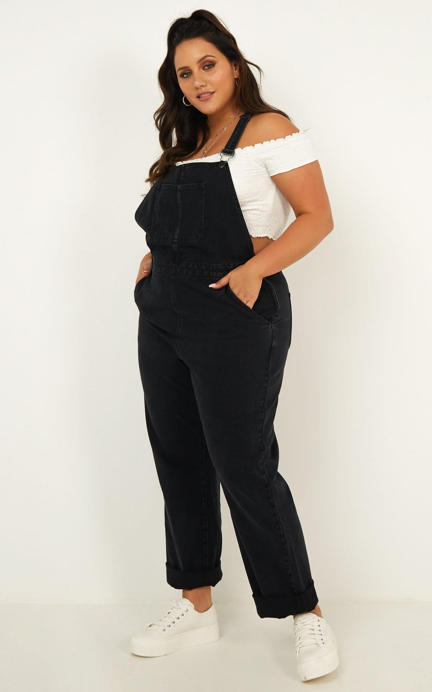 Kiera Denim Overalls in Black Wash