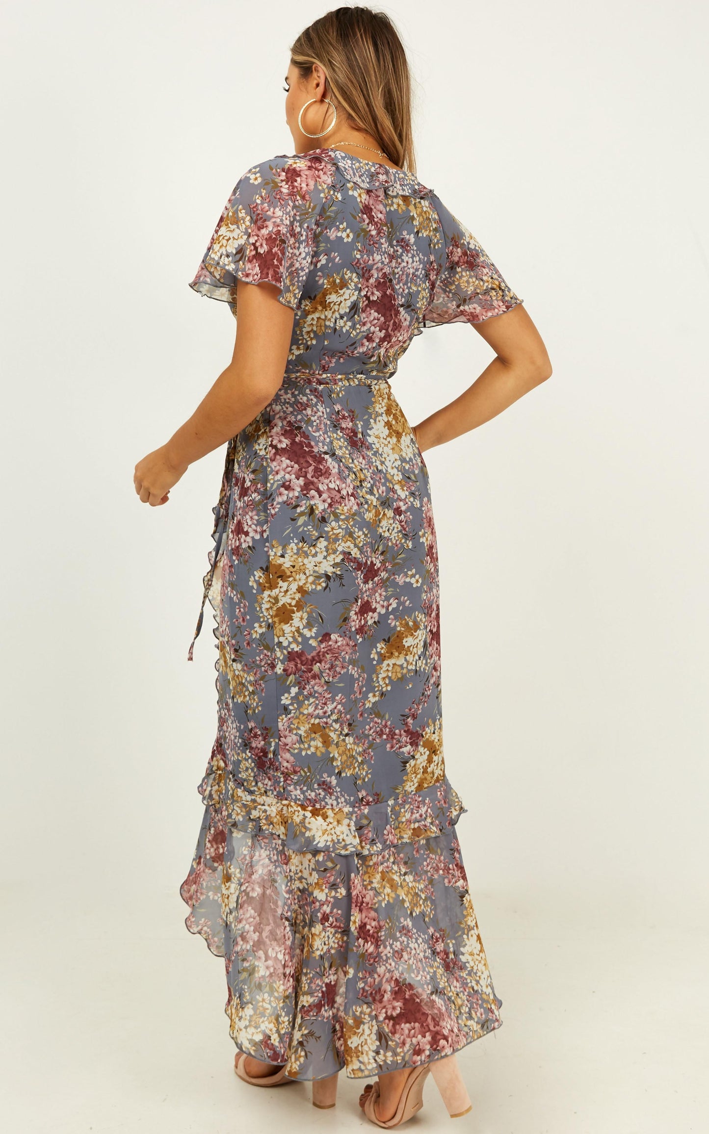 Light And Happiness Wrap Dress In Purple Floral