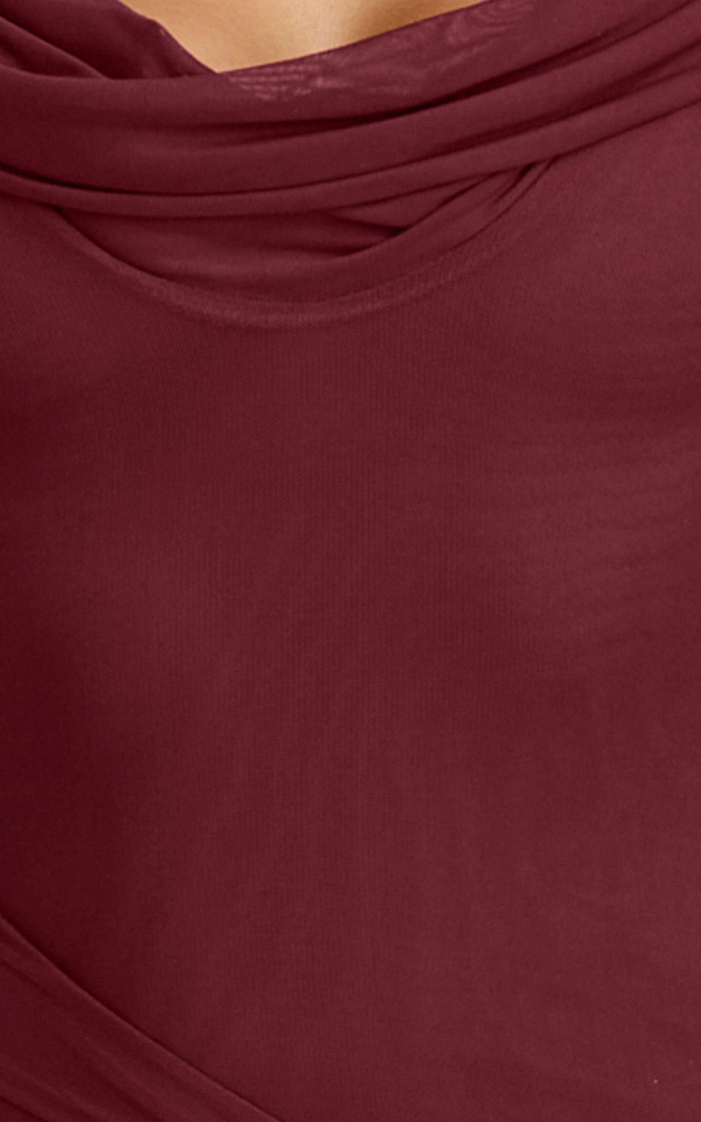 Zena Midi Dress - Cowl Neck Tie Detail Dress in Wine