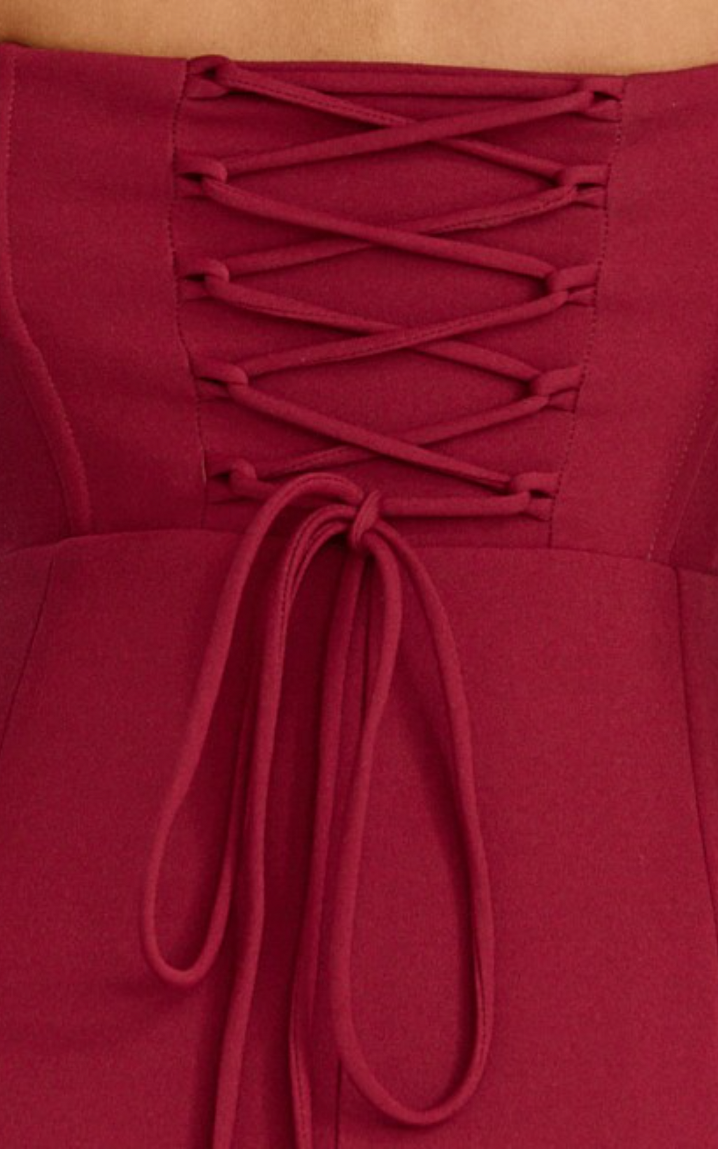 Karina Maxi Dress - Off Shoulder Corset Bodice Lace Up Back Dress in Wine