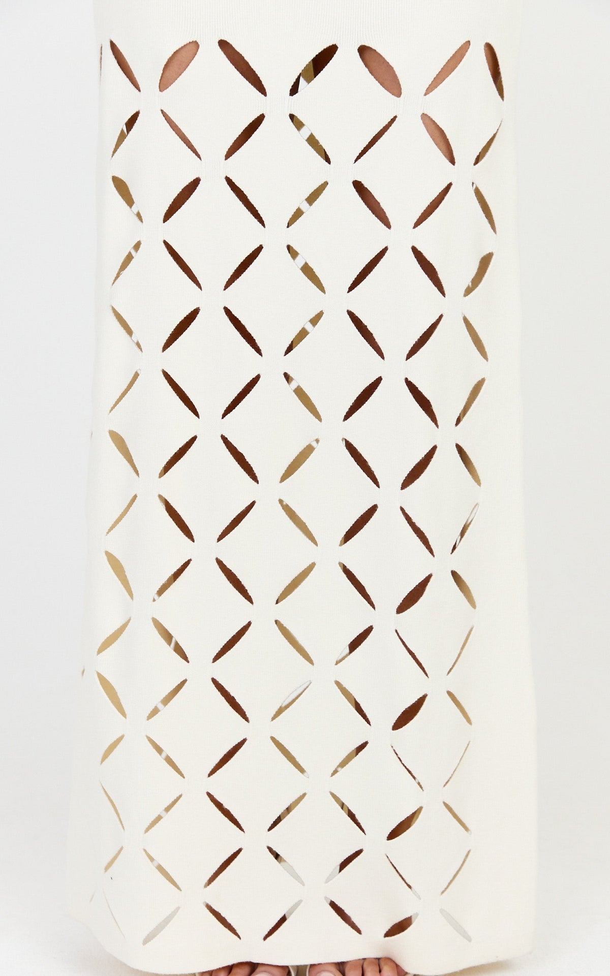 Sabrina Maxi Dress - Scoop Neck Laser Cut Dress in Cream