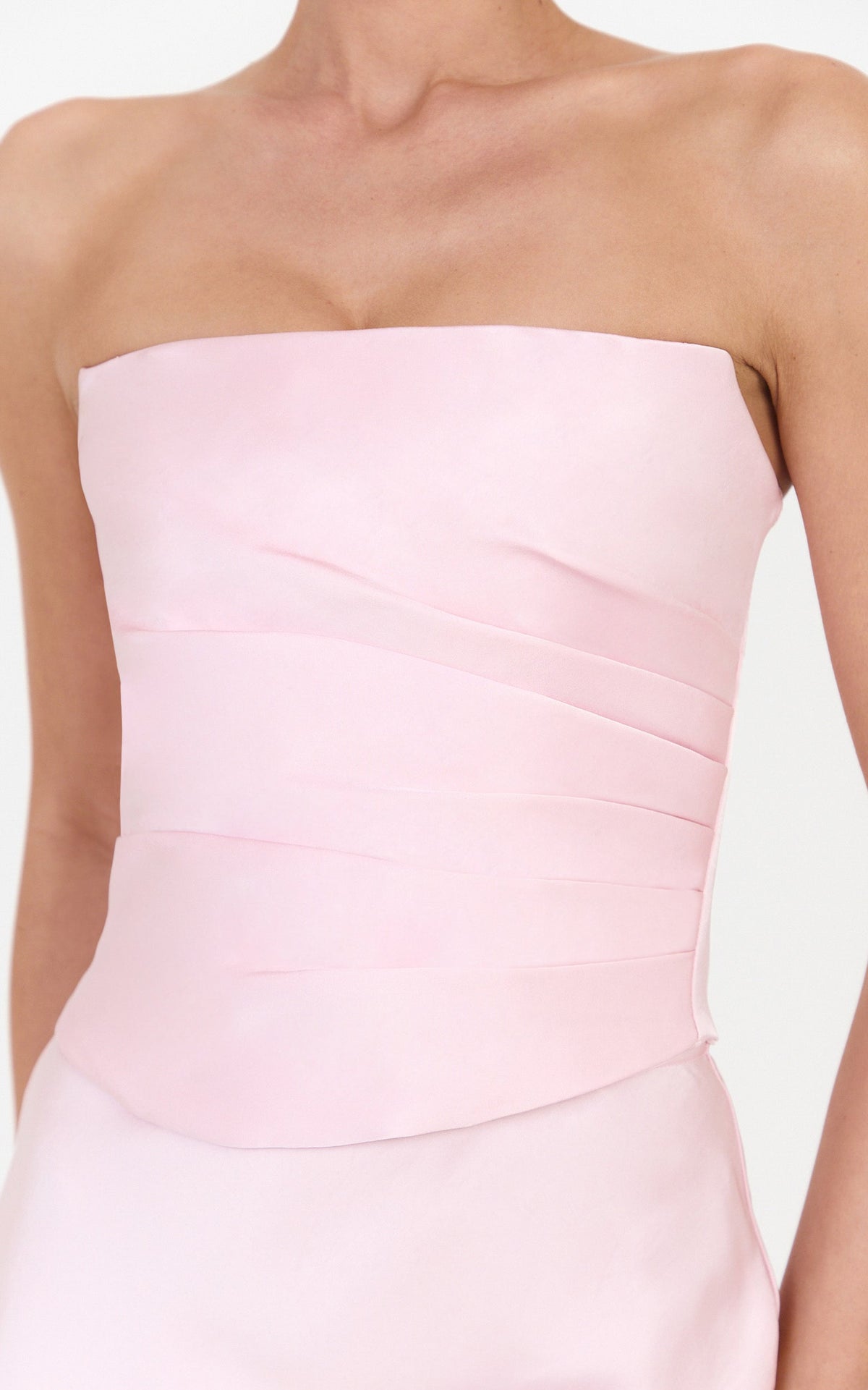 Francesca Top - Draped Satin Bustier Top in Pink