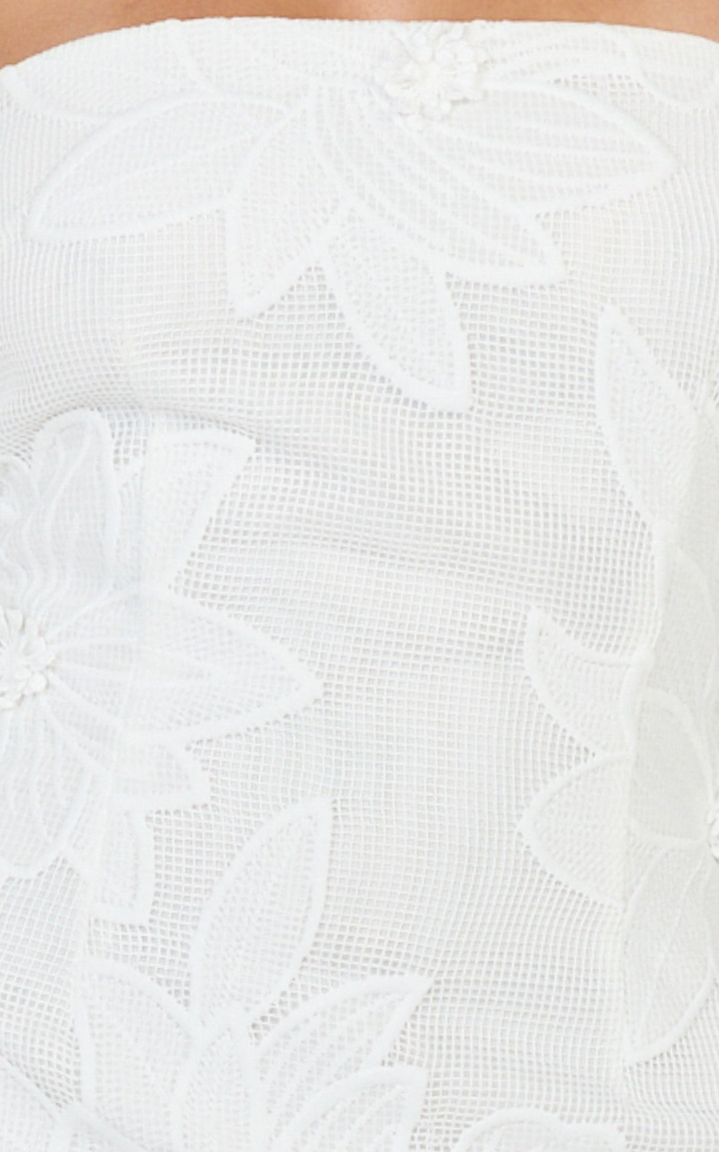 Sienna Midi Dress - Strapless Floral Embroidered Bodycon Dress in White