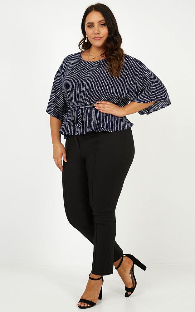 Different Ways Top In Navy Stripe