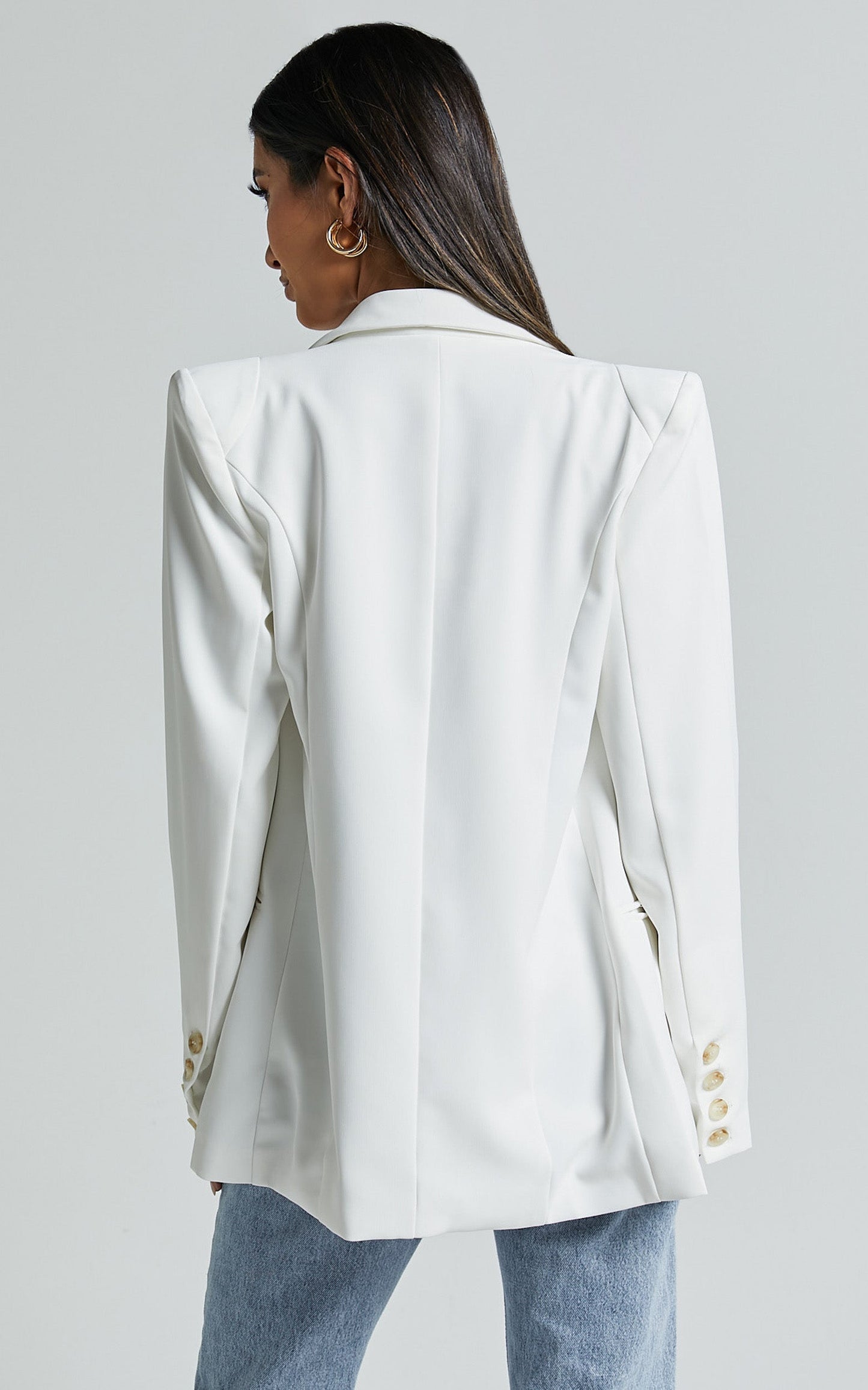 Kaye Blazer - Double Breasted Long Sleeve in White