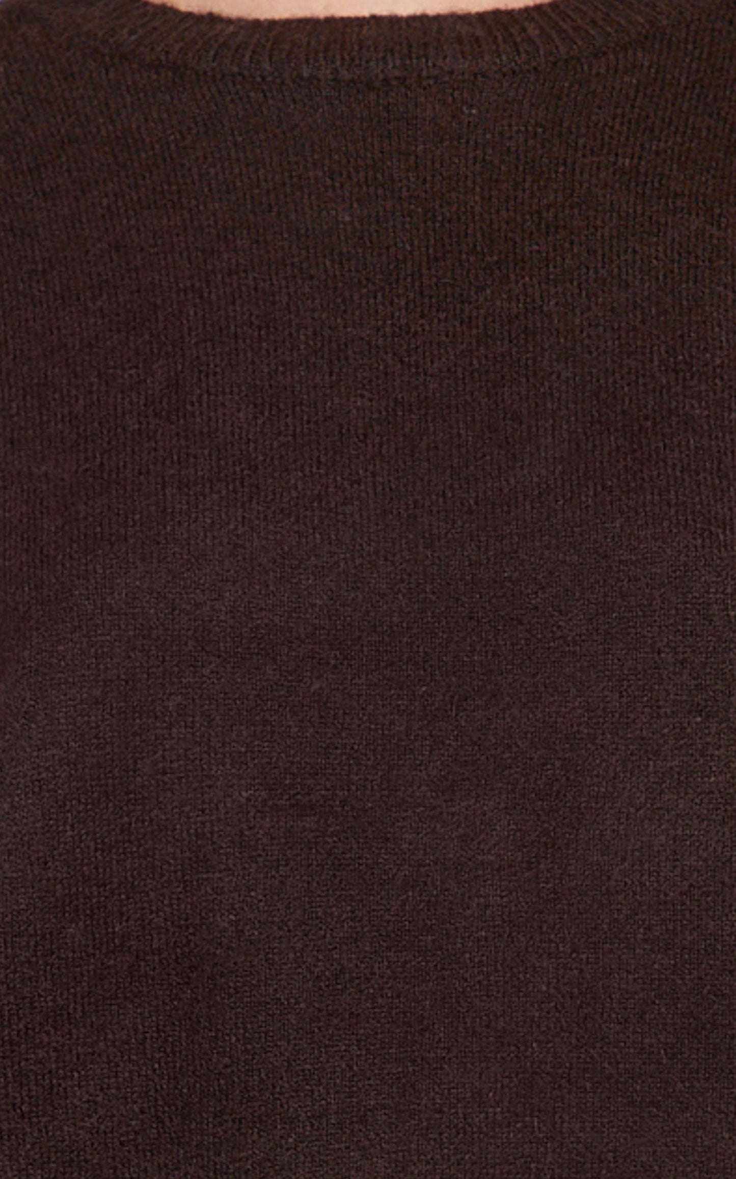 Amanda Top - Crew Neck Long Sleeve Knit Sweater in Chocolate
