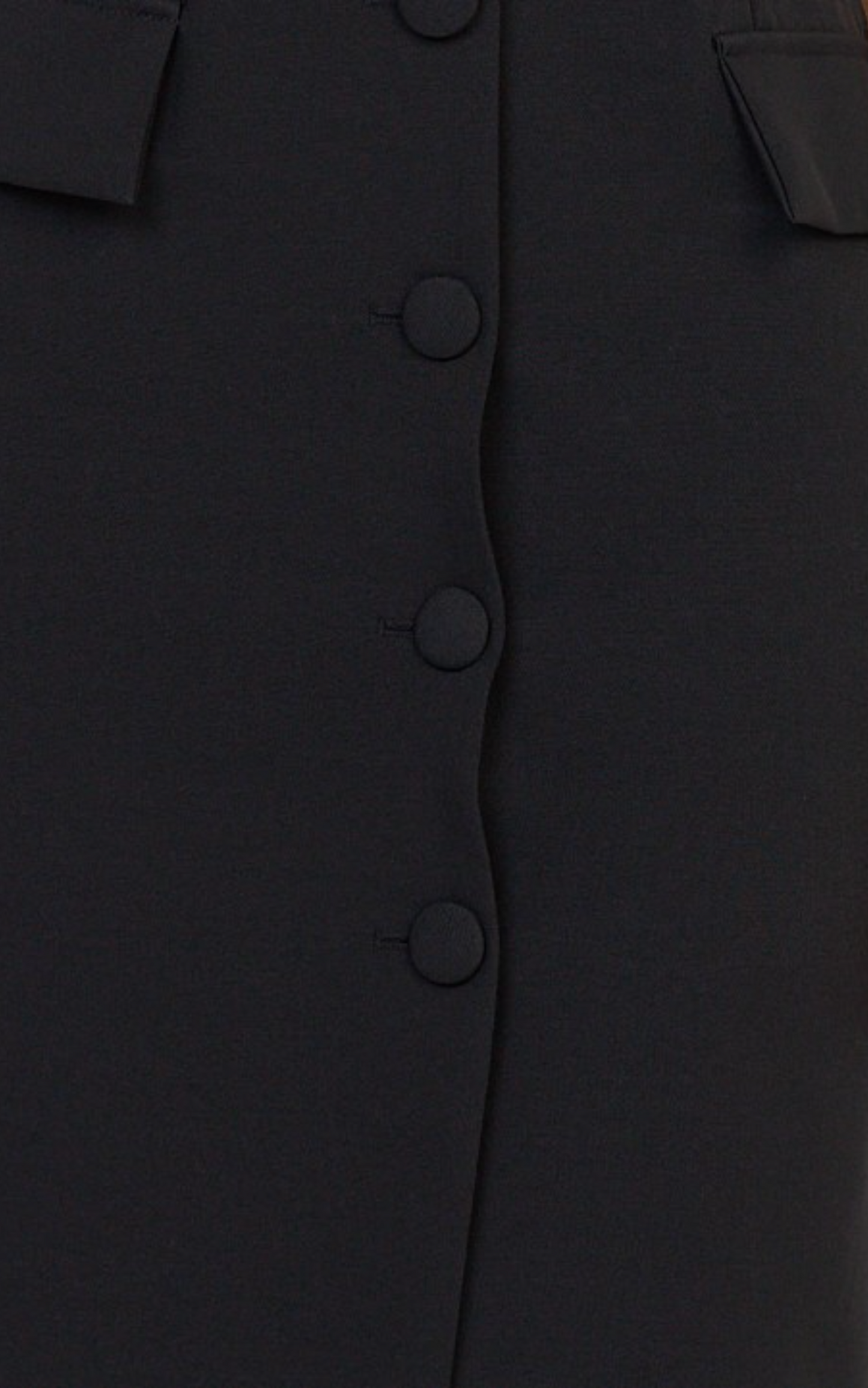 Calista Midi Dress - Boat Neck Button Down Pencil Dress in Black