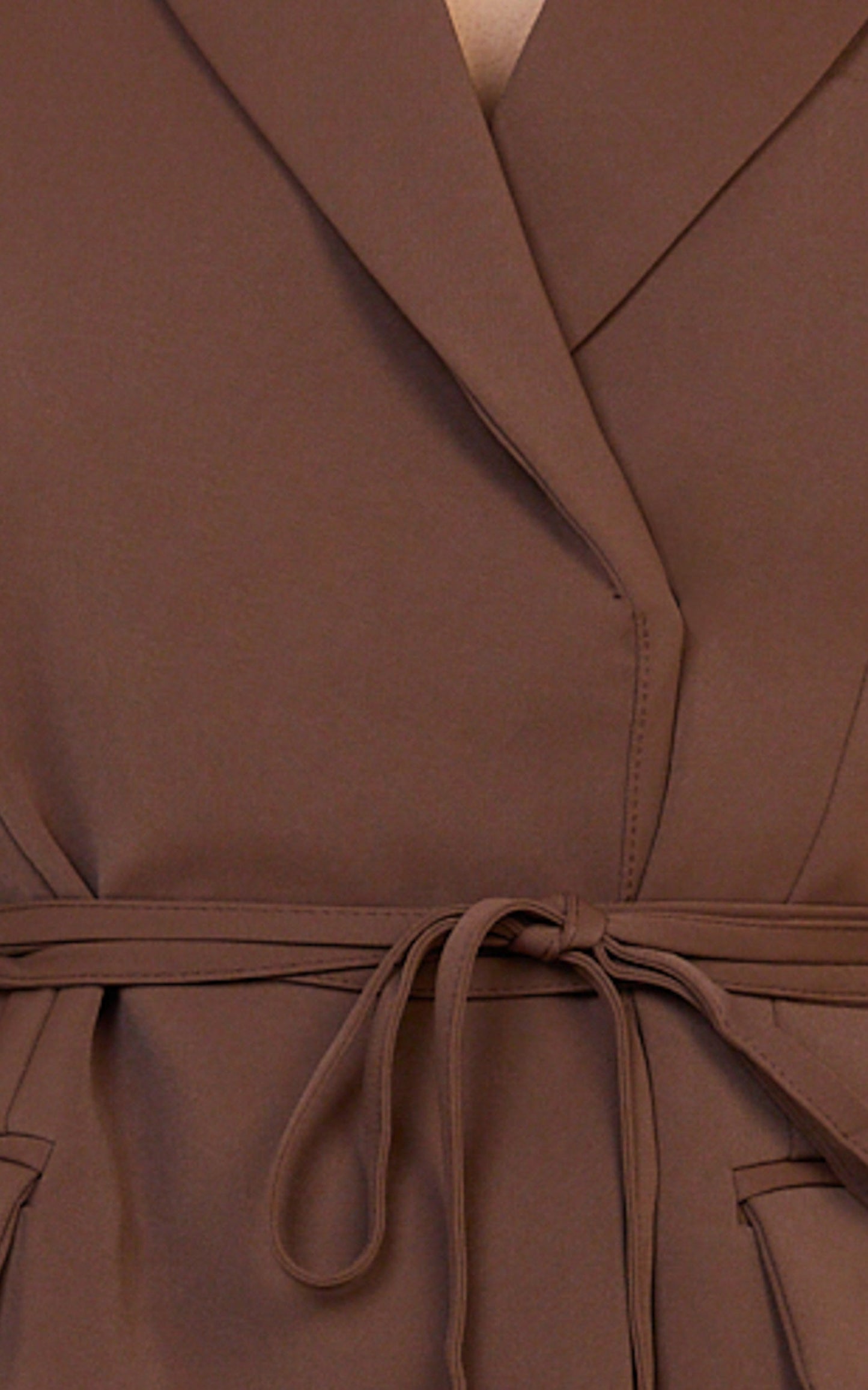 Harlee Mini Dress - Belted Cinch Waist Blazer Dress in Mocha